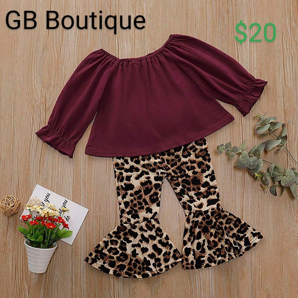 Shirt w/ leopard Bell bottoms